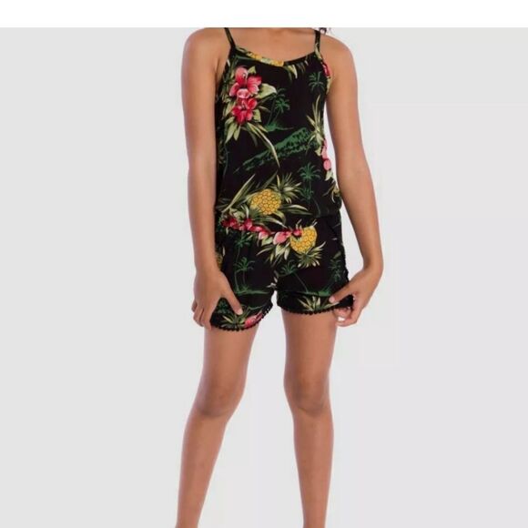 Appaman Kids Girls Black Sleeveless Floral Drawstring Novia Romper Size 10 - Picture 1 of 6